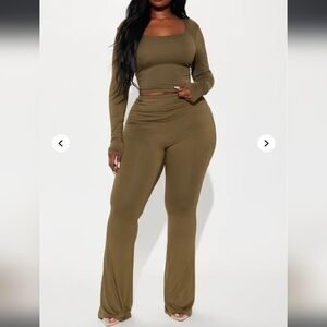 Fashion Nova Olive Double Lined Pant Set 1X